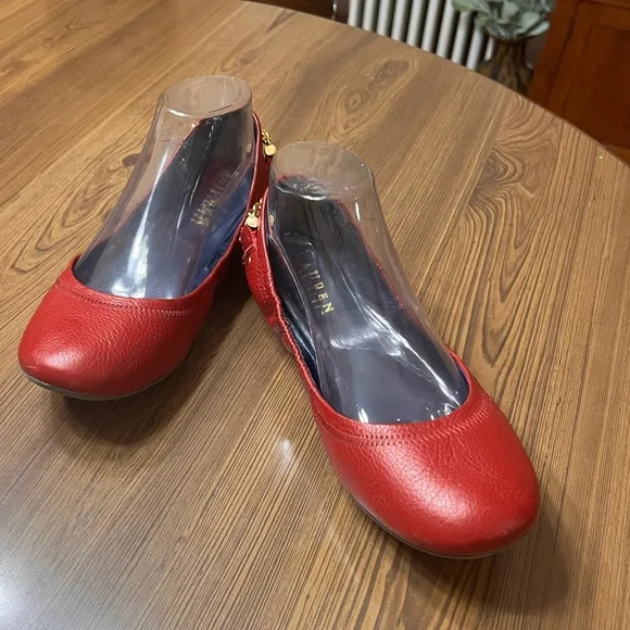 Red leather Lauren Ralph Lauren Barb stretch ballet flats 9.5 - Picture 2 of 8